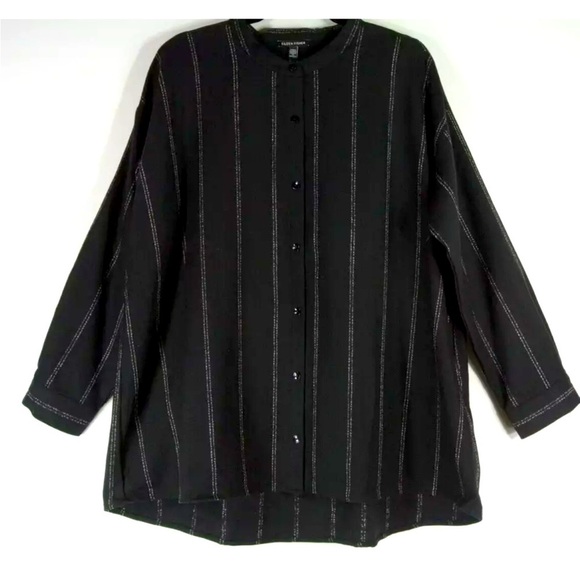 Black Striped Button-Up Shirt - Picture 1 of 14